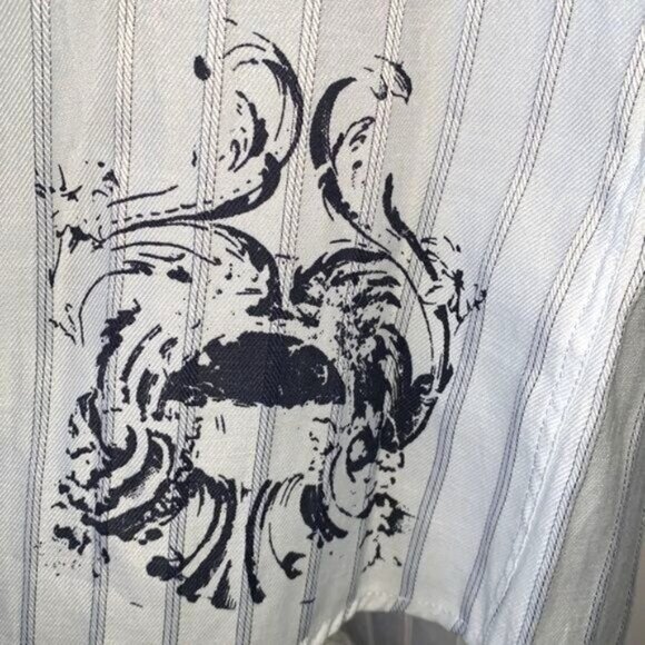 Level Ten Mens Striped Long Sleeve Button-Down Shirt W/ Black Graphic Design L - Picture 8 of 12